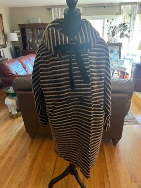 Lilli Ann San Francisco/paris Striped Funnel Collar coat mohair?